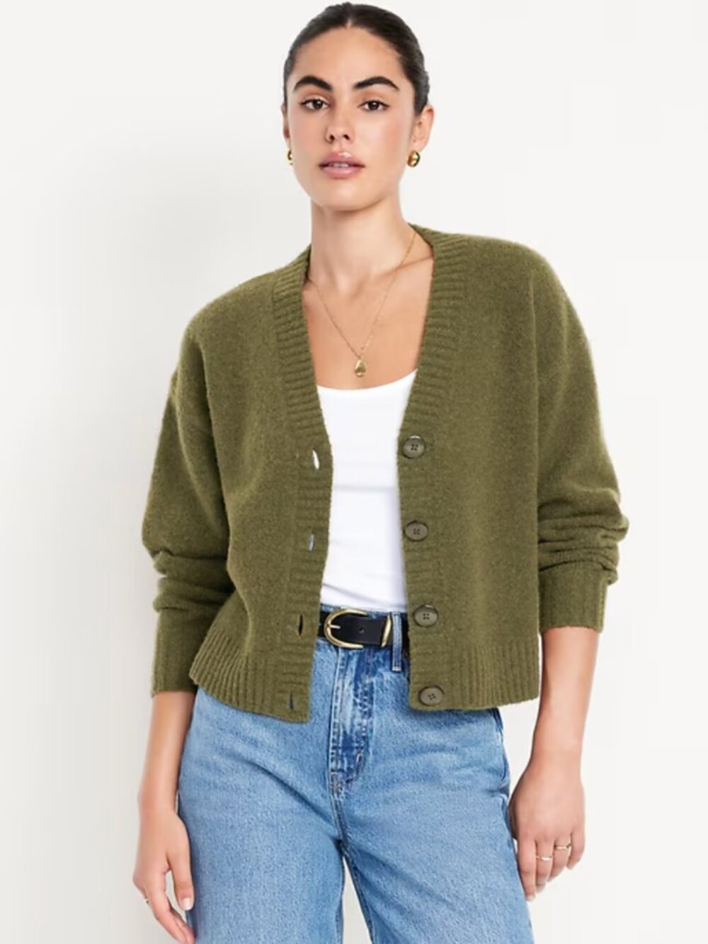 Old Navy | NWT | Slouchy Wool-Blend Cardigan Sweater | Olive Green